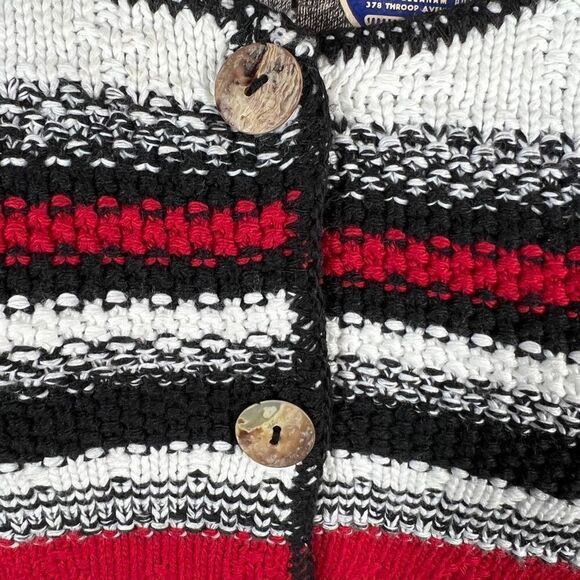 Vintage Reba Rose Made in New York Black White and Red Striped Knitted Cardigan - Picture 5 of 15